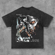 MF Doom Print Washed Short Sleeve T-Shirt
