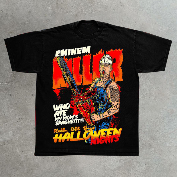 Halloween Print Casual Street Basketball T-Shirt