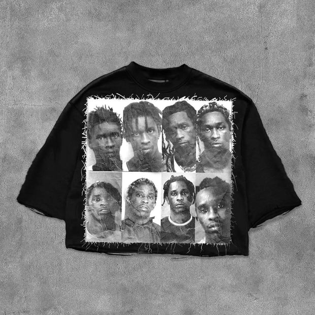 Still Free Thug Printed Three-quarter Sleeve T-shirt