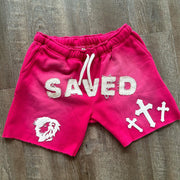 Fashion Saved Cross Print Pocket Shorts