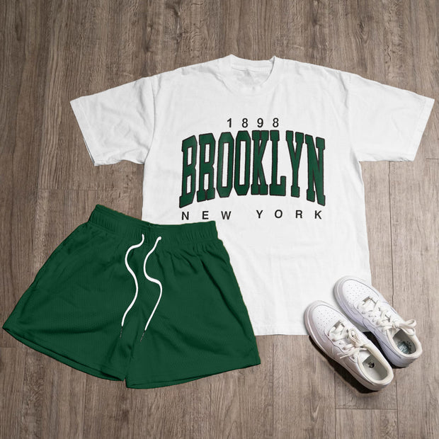 Brooklyn Print T-Shirt Shorts Two-Piece Set