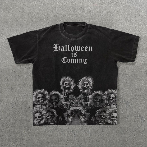 Halloween Is Coming Print Short Sleeve T-Shirt