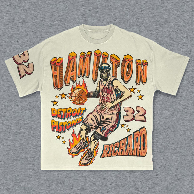 No. 32 Basketball Player Print Short Sleeve T-Shirt