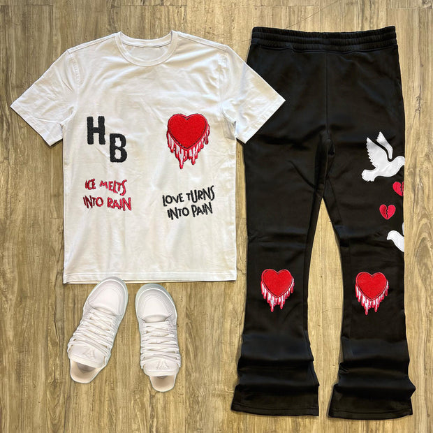 lettering T-shirt and trousers set