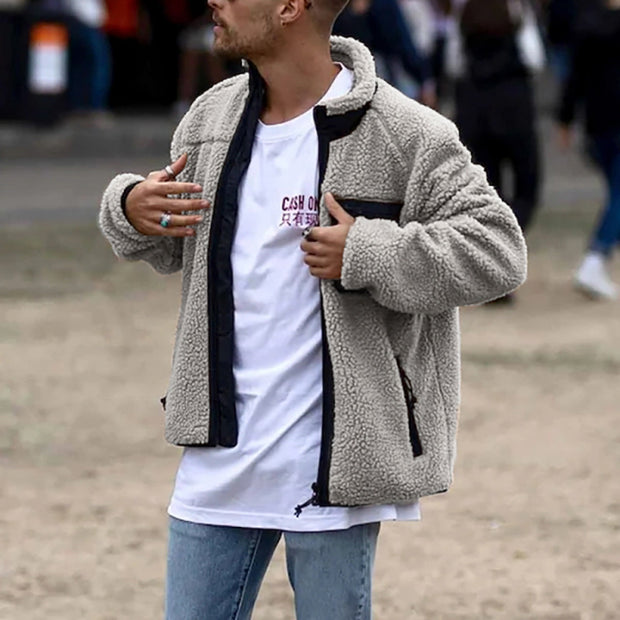 Street fashion high neck trend casual fleece jacket
