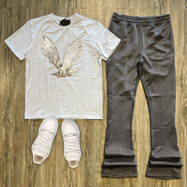 Peace dove print T-shirt and trousers set