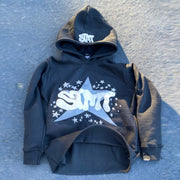 statement street style star print hoodie