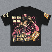 Hippie Rapper Print Short Sleeve T-Shirt