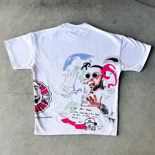 Rapper Mac Print Short Sleeve T-Shirt