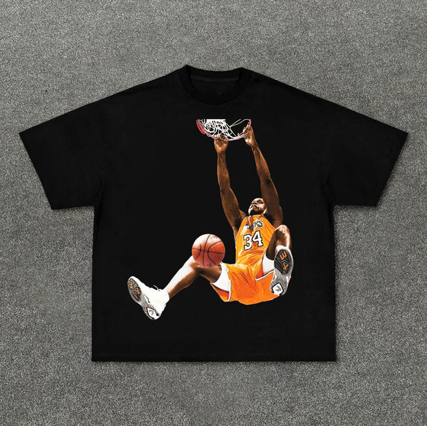 Trendy basketball print casual T-shirt