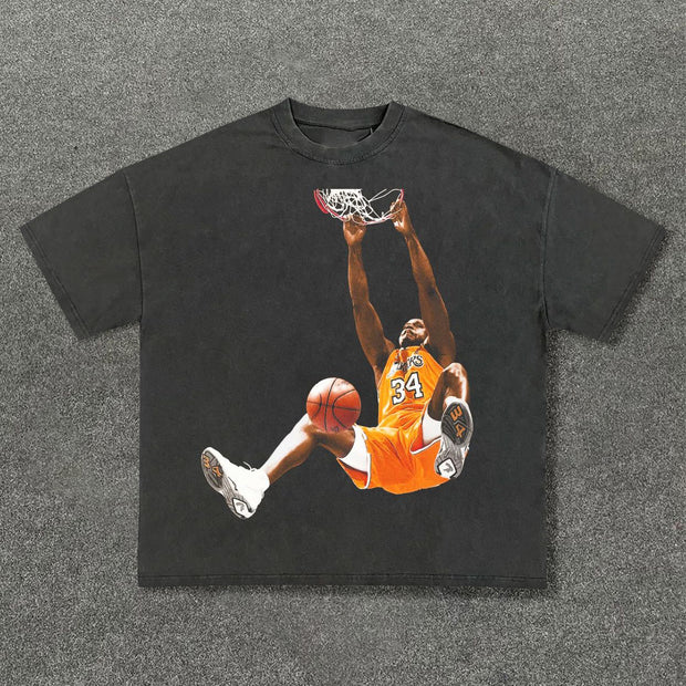 Trendy basketball print casual T-shirt