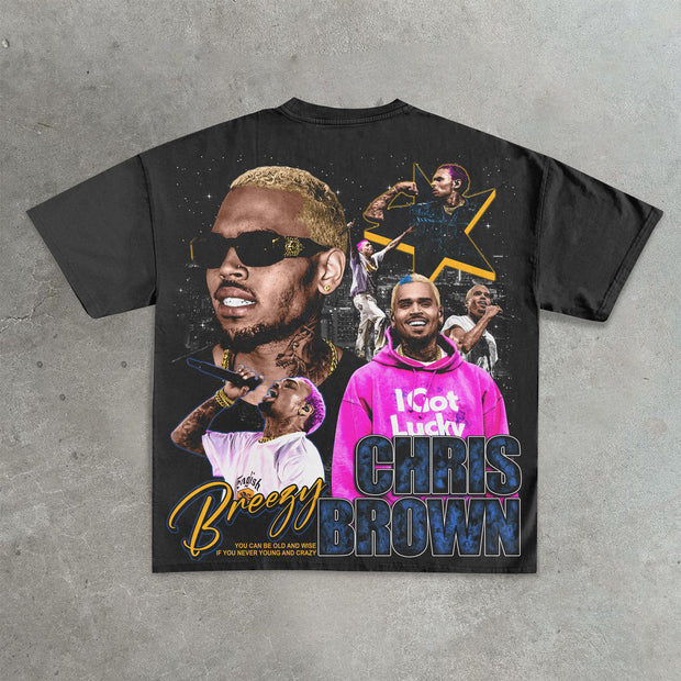 Street hip hop rap printed T-shirt