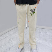 Casual Letter Print Drawstring Flared Trousers