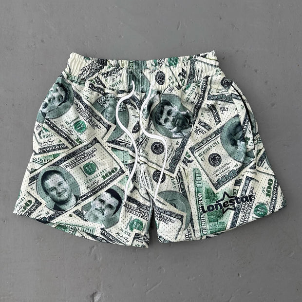 Fashion Dollar Mix Print Mesh Shorts