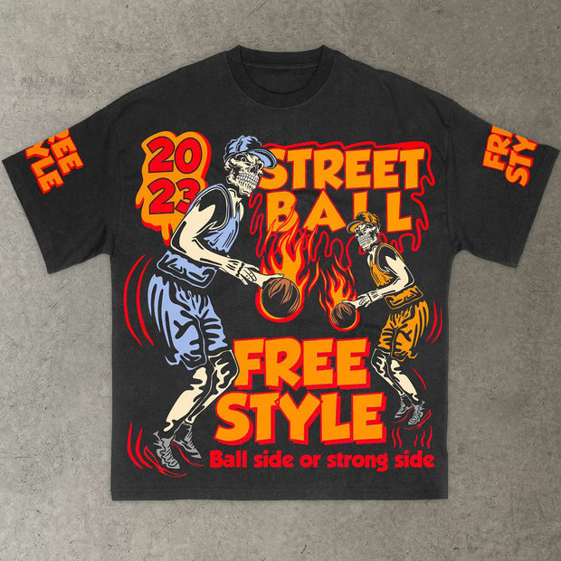Casual Street Basketball Print Short Sleeve T-Shirt