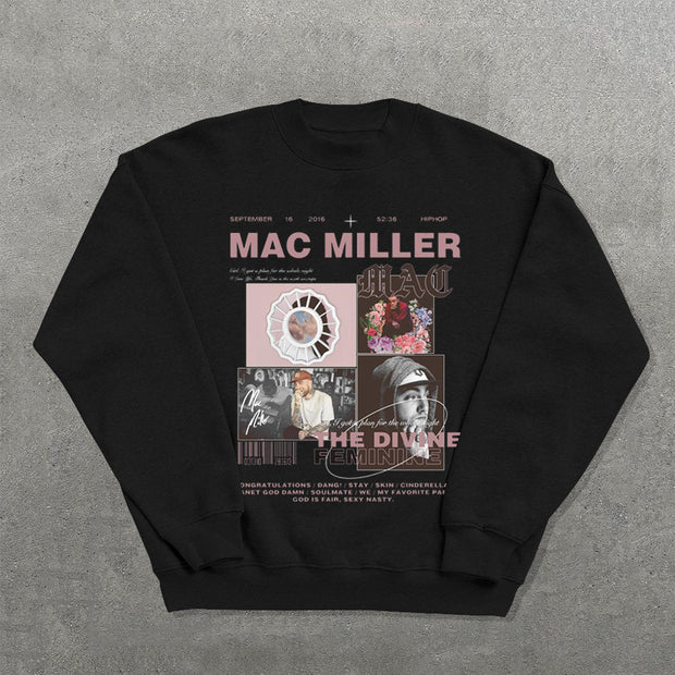 Fashion Mac Miller Printed Crew Neck Sweatshirt