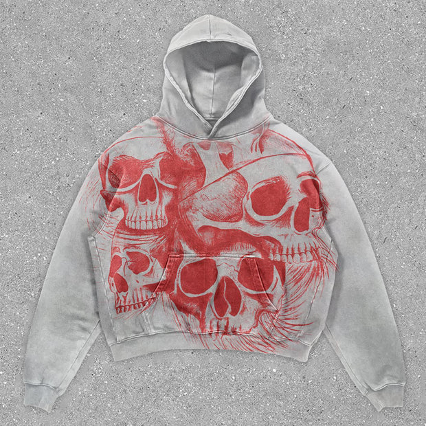 skull print vintage hoodie