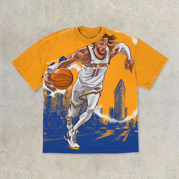 Contrasting Retro Basketball Short Sleeve T-Shirt