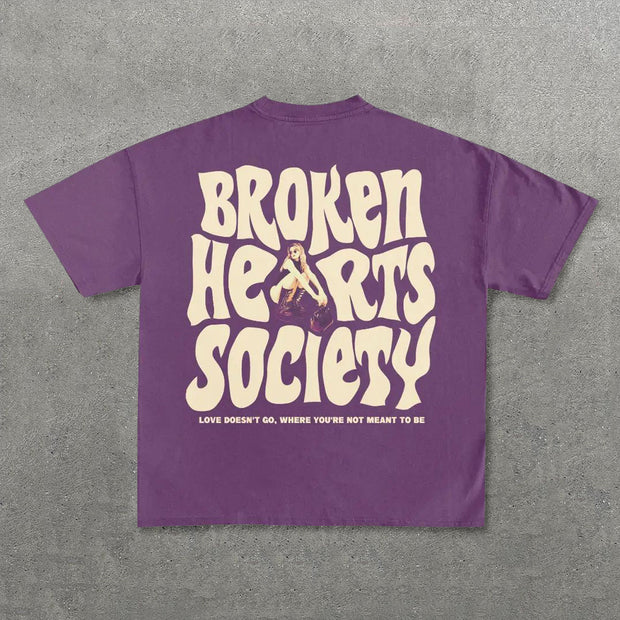 Broken Hearts Print Short Sleeve T-Shirt