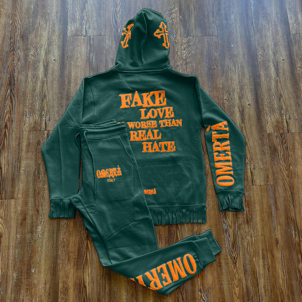 Tassel trendy printed street hoodie set