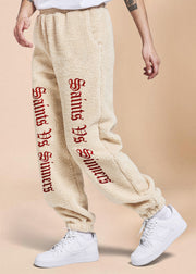 Trendy Retro Print Street Fleece Trousers