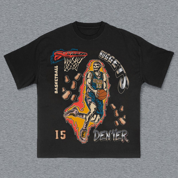 Denver Basketball Print Short Sleeve T-Shirt