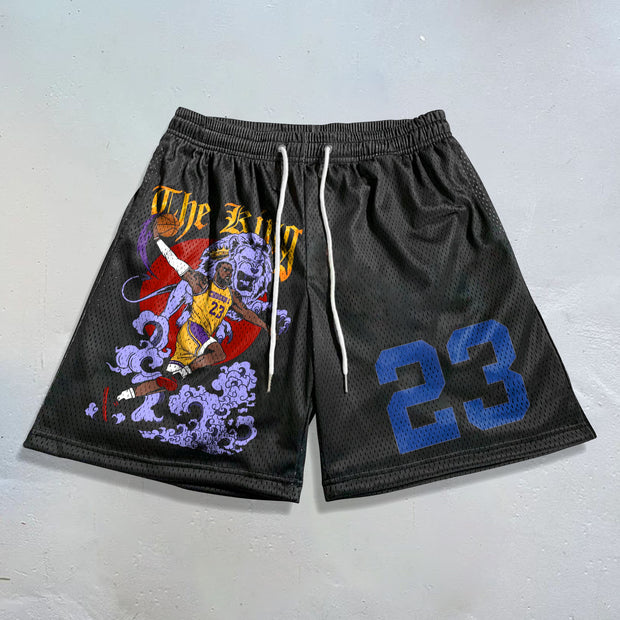 Basketball print casual mesh shorts