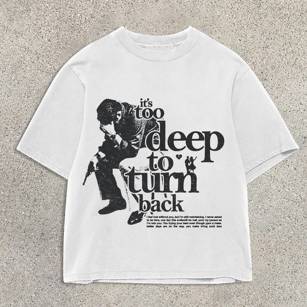 Retro personalized fashion printed loose T-shirt