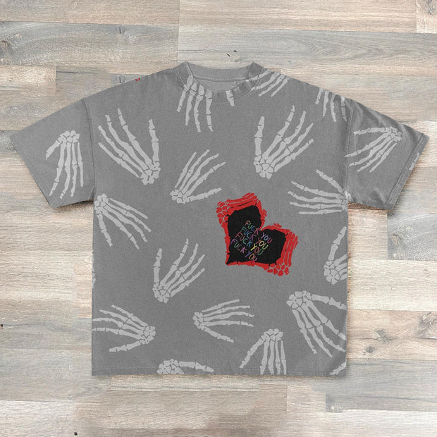 Heart And Hands Print Short Sleeve T-Shirt