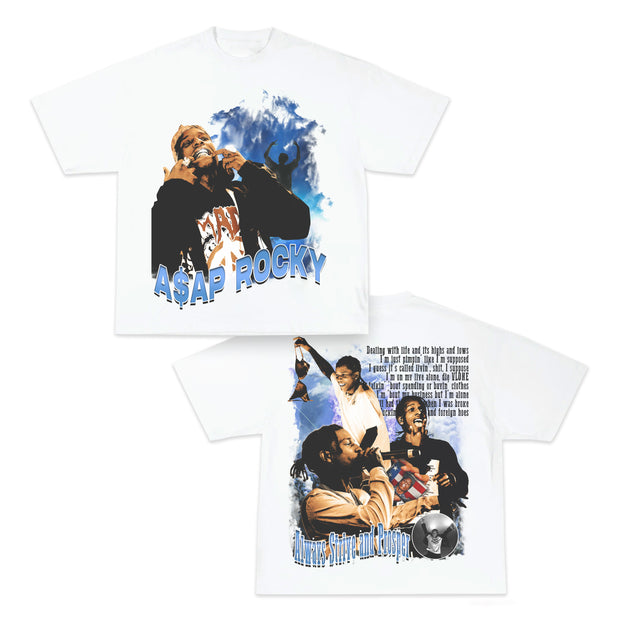 Trendy hip-hop print short-sleeved cotton T-shirt