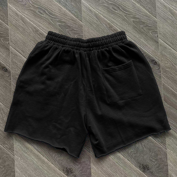 Retro trendy brand printed street loose side shorts