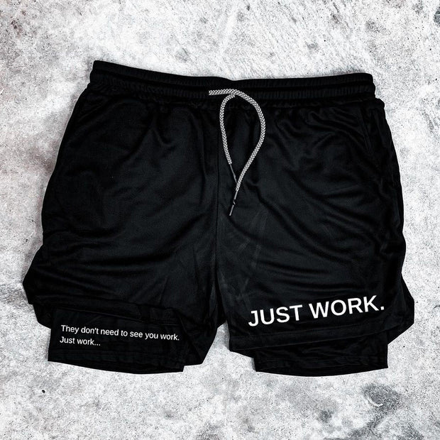 Just Work Print Double Layer Mesh Shorts