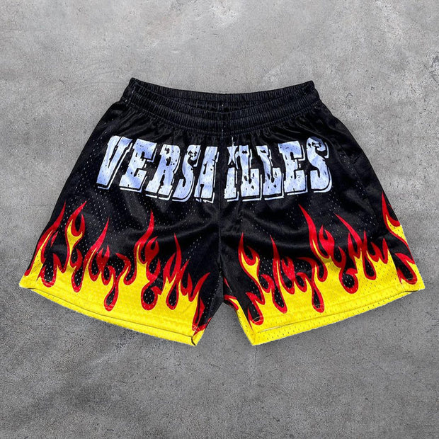 Burning Flame Casual Sport Mesh Shorts