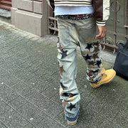 Retro personality star street style jeans