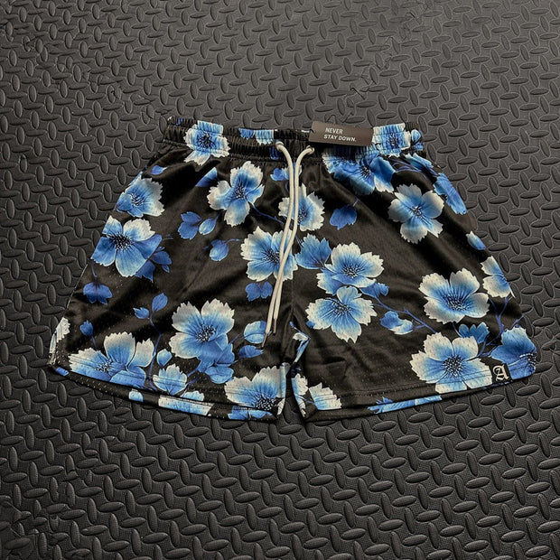 Personalized street style floral stretch shorts