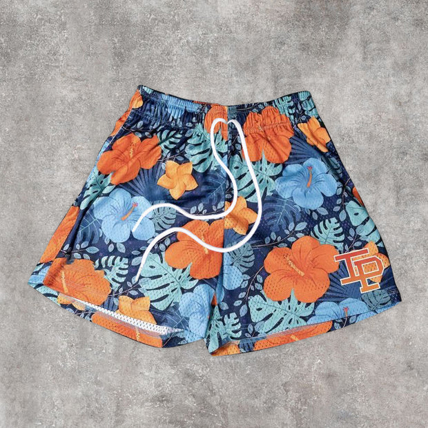 Trendy Resort Floral Mesh Shorts