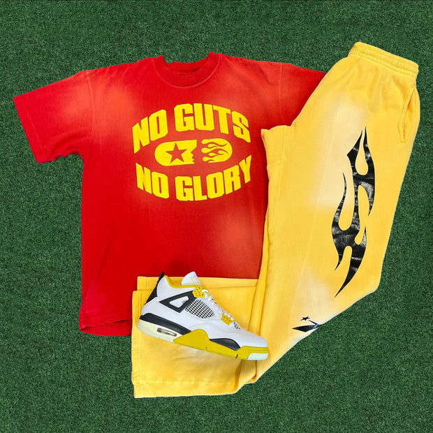 No Guts No Glory Print T-shirt Sweatpants Two Piece Set