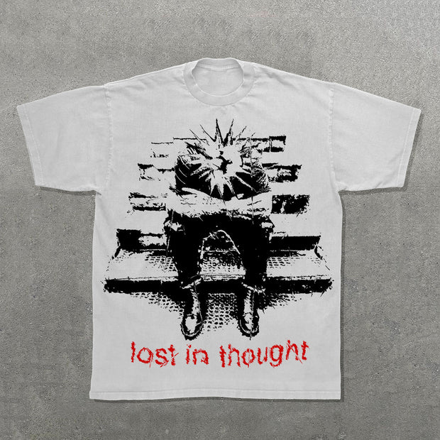 Lost In Thought Print Short Sleeve T-Shirt