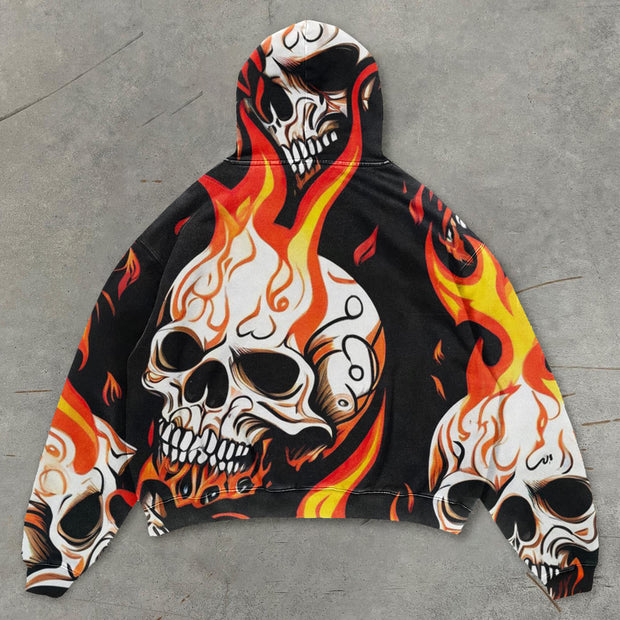 Trendy skull flame fashion hoodie