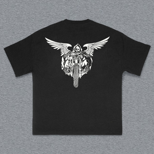 Skull Bike Print Short Sleeve T-Shirt