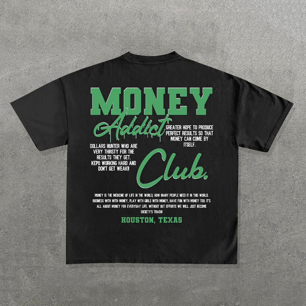 Money Addict Print Short Sleeve T-shirt