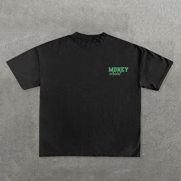 Money Addict Print Short Sleeve T-shirt