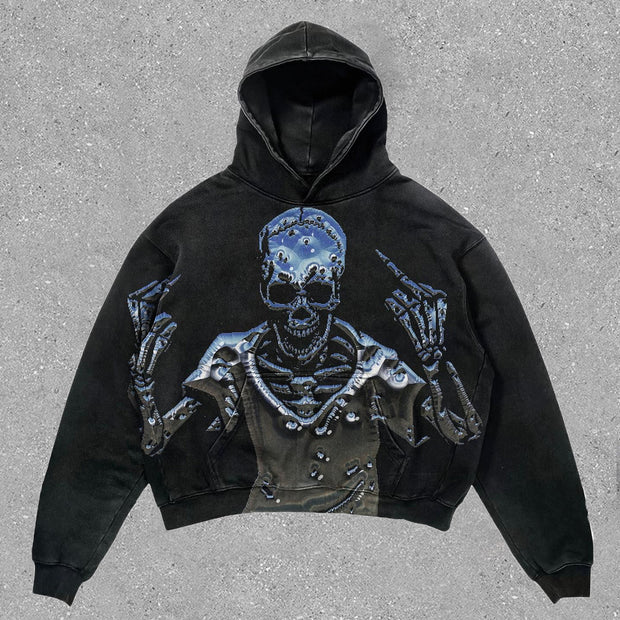 statement fashion skull print hoodie
