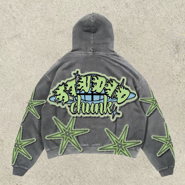 Personalized starfish print loose hoodie
