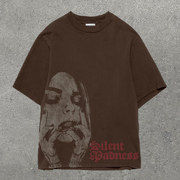 Casual Silent Madness Print Short Sleeve T-Shirt