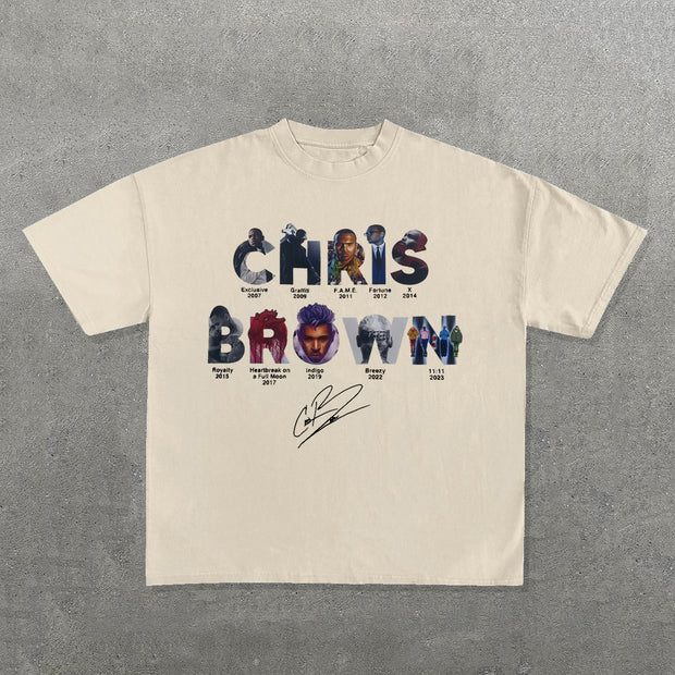 Chris Brown Print Short Sleeve T-Shirt