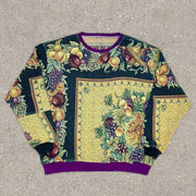 Fashion Vintage Print Crew Neck Long Sleeve Sweatshirt