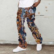 Basketball Pattern Casual Retro Pile Pants Trousers
