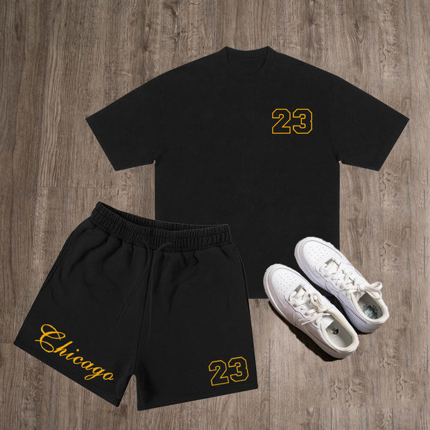 Chicago NO. 23 Print Short Sleeve Two Piece Set