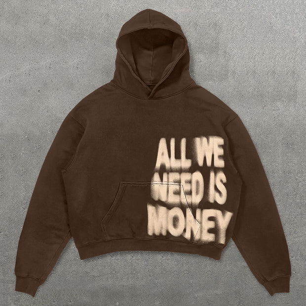 Fashion All We Need Is Money Print Long Sleeve Hoodies
